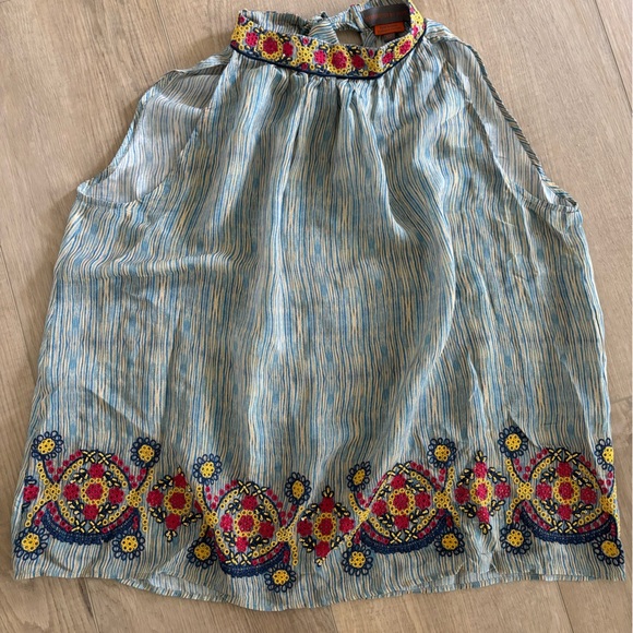 Anthropologie Bhanuni by Jyoti Halter Blouse Blue Beaded Embellished Top - Picture 1 of 7